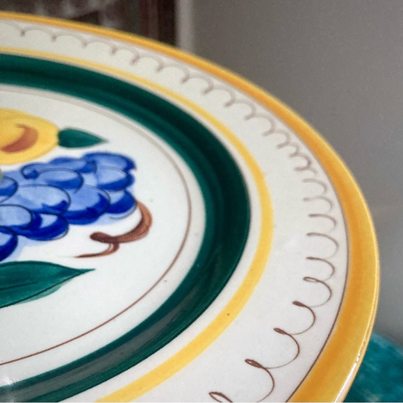 Vintage MCM Stangl Pottery yellow trim fruits two tiered handled serving dish - Picture 6 of 12